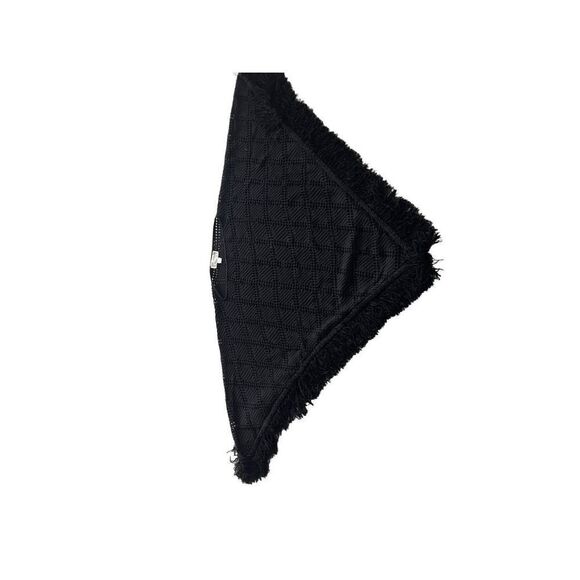 St. John Collection Women Black Ladder Lace Cut-Out Fringe Poncho Sweater Large - Picture 9 of 14